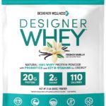 Designer Wellness, Designer Whey, Natural Protein Powder with Probiotics, Fiber, and Key B-Vitamins for Energy, Gluten-Free, French Vanilla, 2 lb