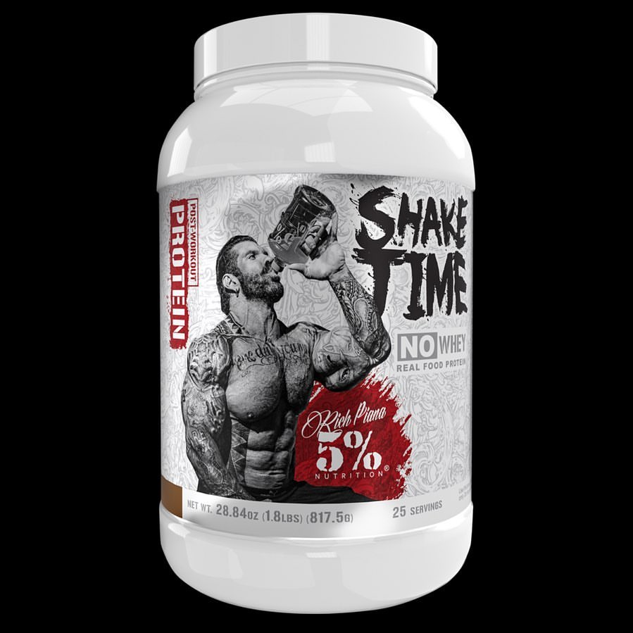 5% Nutrition Rich Piana Shake Time | No-Whey 26G Animal Based Protein Drink  | Grass-Fed Beef, Chicken, Whole Egg | No Sugar, Dairy, or Soy | (Peanut