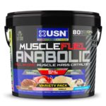 USN Muscle Fuel Anabolic Variety (Chocolate, Strawberry, Banana, Caramel Peanut) All-in-one Protein (4kg): Workout-Boosting, Protein Powder for Muscle Gain – New Formula