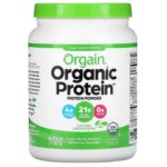 Orgain Organic Unflavored Vegan Protein Powder, Natural Unsweetened – 21g Plant Based Protein, Gluten Free, Dairy Free, Lactose Free, Soy Free, No Sugar Added, Kosher, For Smoothies & Shakes – 1.59lb