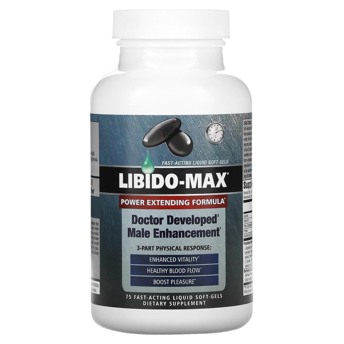 Libido-Max, 3-Part Physical Response, 75 Fast-Acting Liquid Soft-Gels