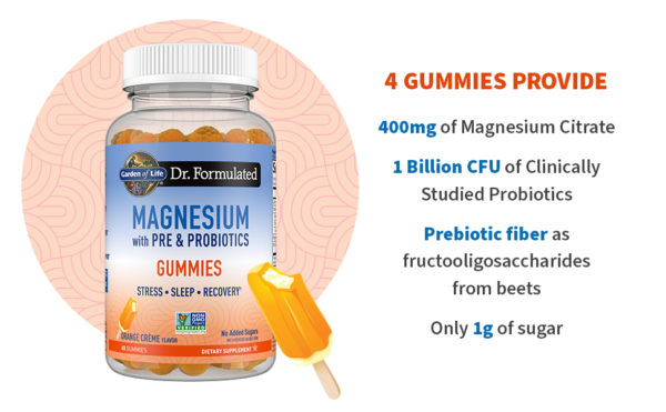 Garden of Life Dr Formulated Magnesium Citrate Supplement with Prebiotics & Probiotics for Stress, Sleep & Recovery – Vegan– 60 Gummies - Image 3