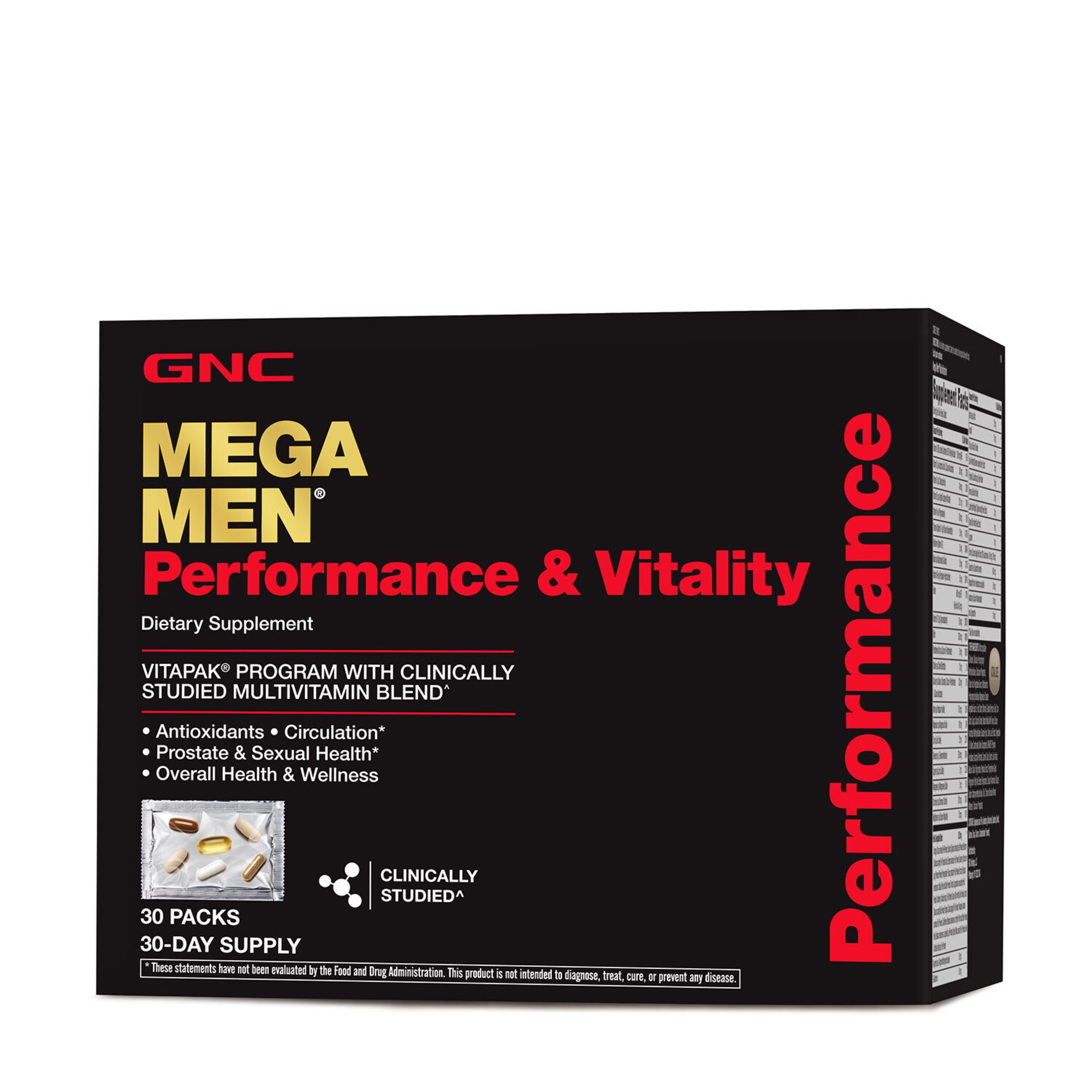 GNC MEGA MEN Performance and Vitality Vitapak Program – 30 Vitapaks