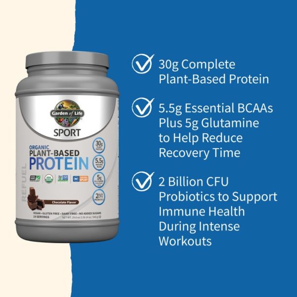 SPORT Organic Plant-Based Protein Chocolate 29.6oz (840g) Powder - Image 3