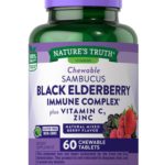 Black Elderberry Immune Complex | 60 Chewable Tablets | Plus Vitamin C & Zinc | Natural Mixed Berry Flavor | Vegetarian, Non-GMO, and Gluten Free Formula | By Nature’s Truth