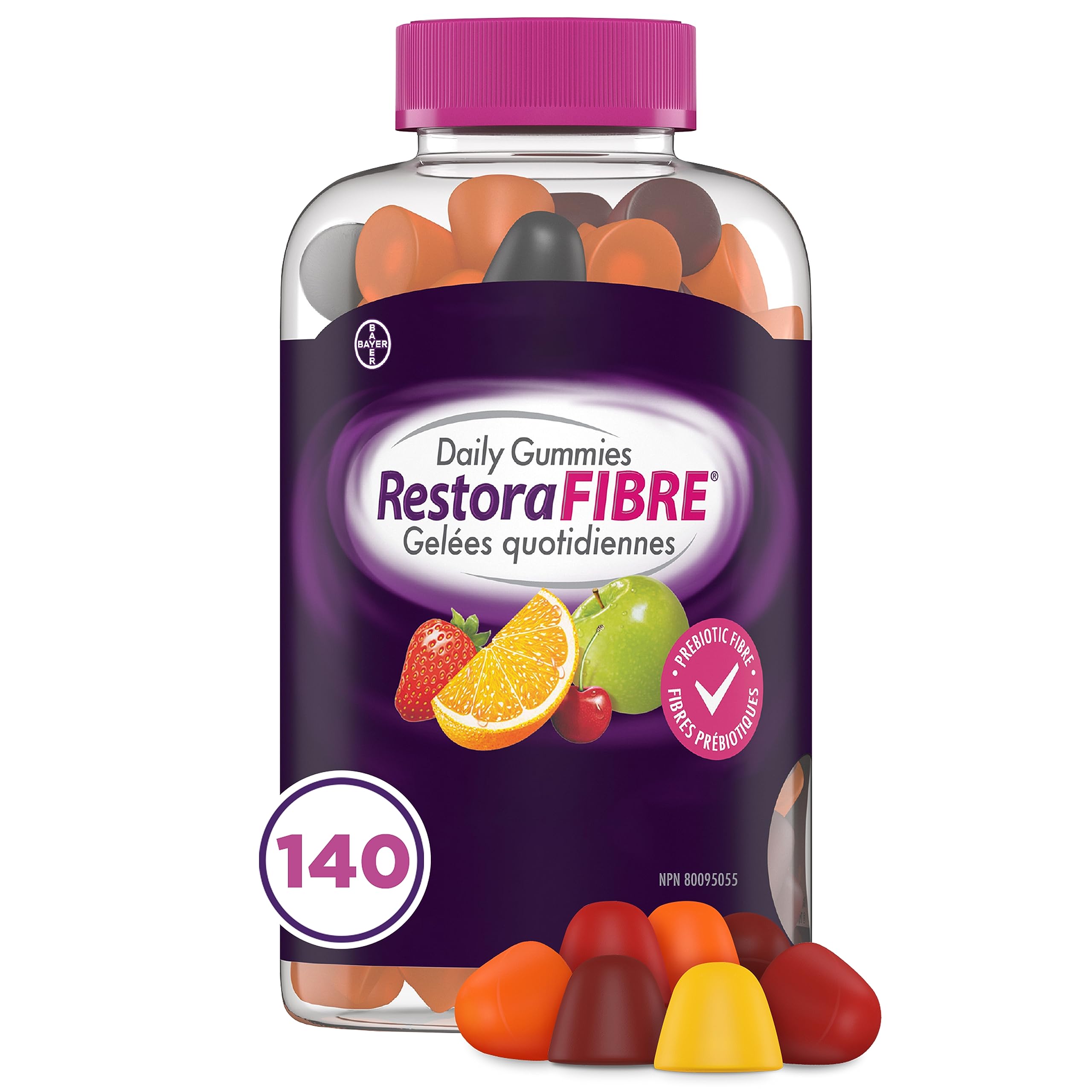 RestoraFIBRE Daily Prebiotic Fibre Gummies – Fibre Supplements For Men And Women, Naturally Sourced Inulin, Promotes Regularity And supports Healthy Digestive system, Gentle Constipation Relief For Adults, 140 Count