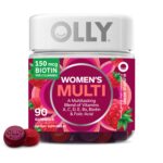 OLLY Women’s Multivitamin Gummy, Vitamins A, D, C, E, Biotin, Folic Acid, Adult Chewable Vitamin, Berry Flavor, 45 Day Supply – 90 Count (Packaging May Vary)