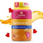 Honibe Melatonin Sleep Support Gummies | Honey-Based Gummies Made in Canada | Nighttime Sleep Aid | Natural Sleep Aid to Help Relieve Stress | Melatonin Gummies to Help Support a Healthy Sleep Aid | Sleep Gummies | 70 gummies