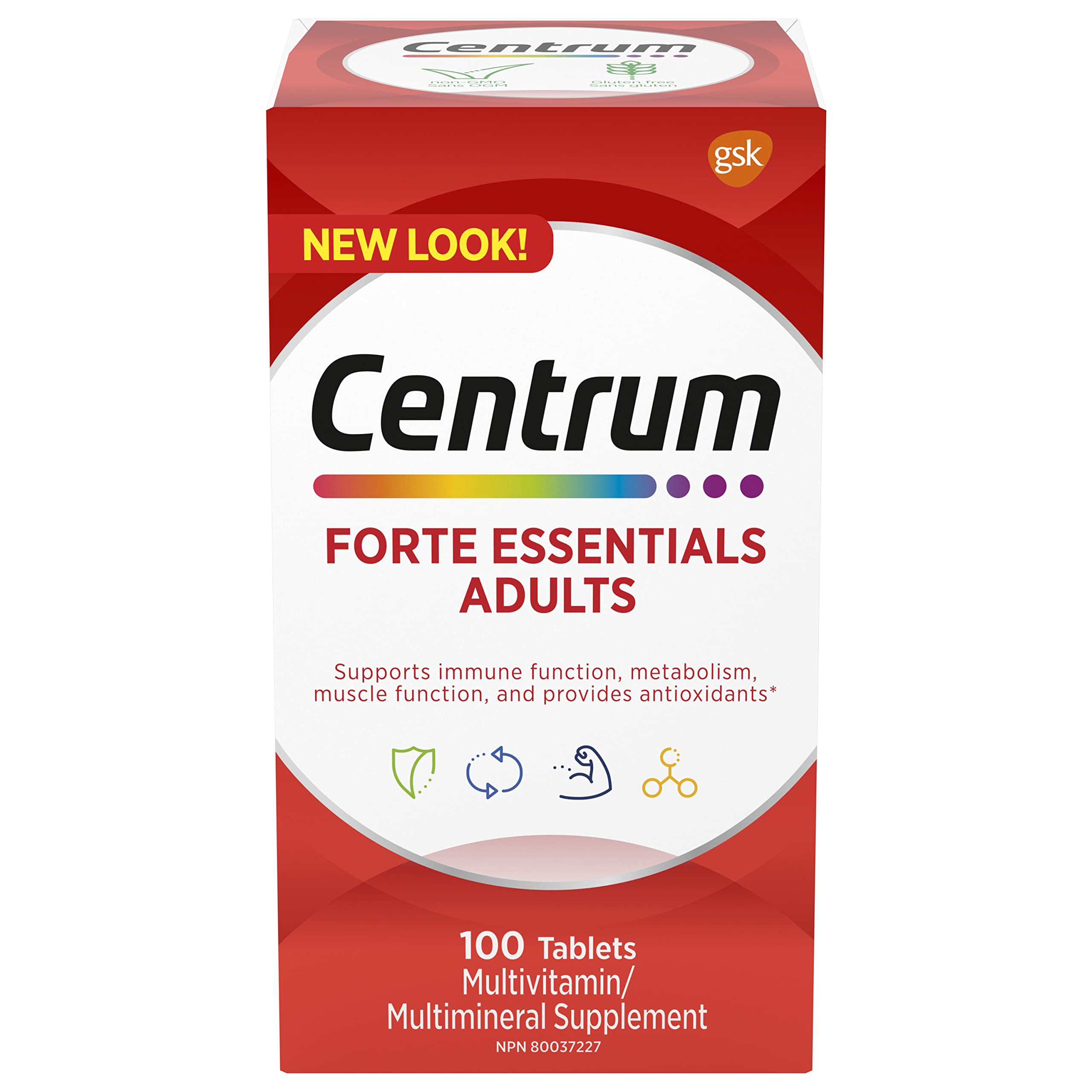 Centrum Forte Essentials, Complete Multivitamin & Mineral Supplement, Adults, 100 Table