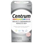 Centrum Adult Select Essentials Multivitamins for Men & Women 50 Plus, Chewables Multivitamins/Minerals Supplement, Lemon Berry Flavour, 60 Chewable Tablets