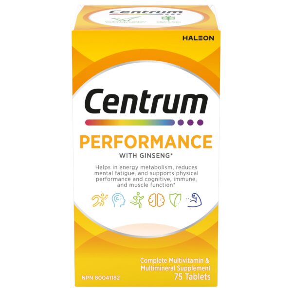 Centrum Performance Multivitamins/Minerals Supplement for Men & Women with Ginseng for Energy, 75 Tablets