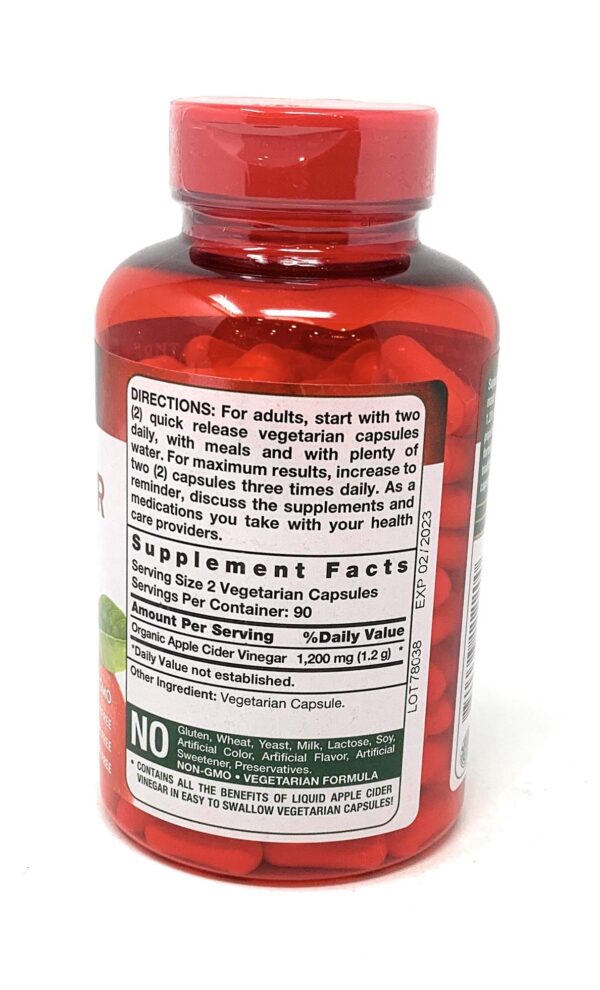 Nature's Truth Apple Cider Vinegar 1200 mg 180 Capsules Natures - Image 3