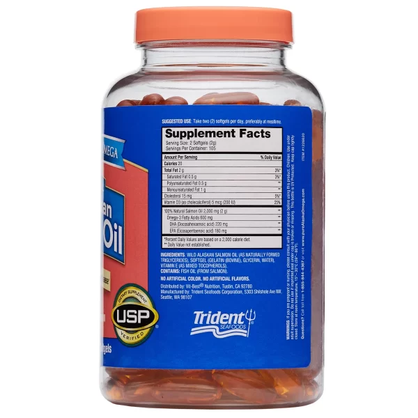 Pure Alaska Omega Wild Salmon Oil 1000 mg., 210 Softgels - Image 3
