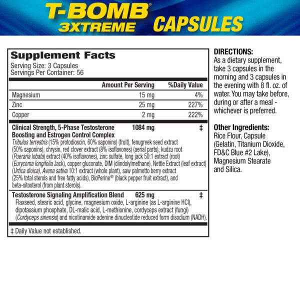 MHP T-Bomb 3xtreme Clinically Tested, Testosterone Booster for Men, Increase Libido, 168 Count - Image 5
