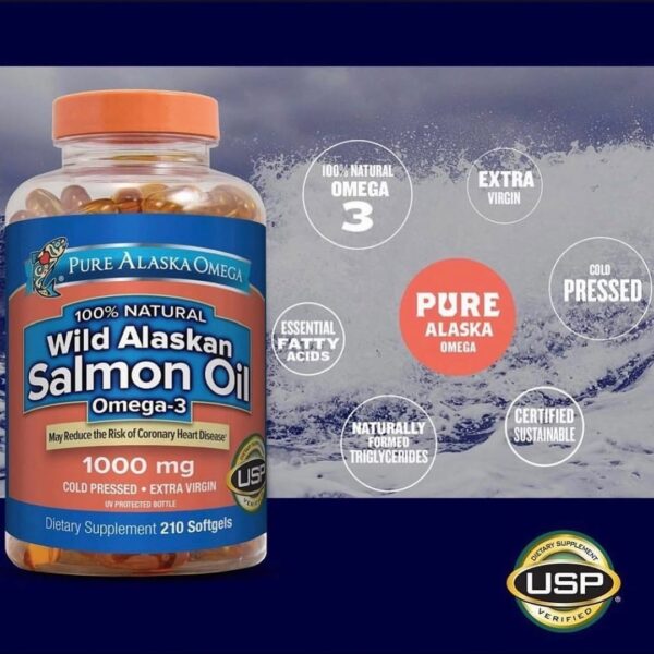 Pure Alaska Omega Wild Salmon Oil 1000 mg., 210 Softgels - Image 2