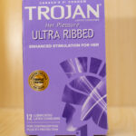 TROJAN Her Pleasure Ultra Ribbed Lubricated Latex Condoms, Feel the Pleasure & Not the Condom, Enhanced Stimulation and Pleasure for Her, Ribbed and Contoured Design, 12 Count