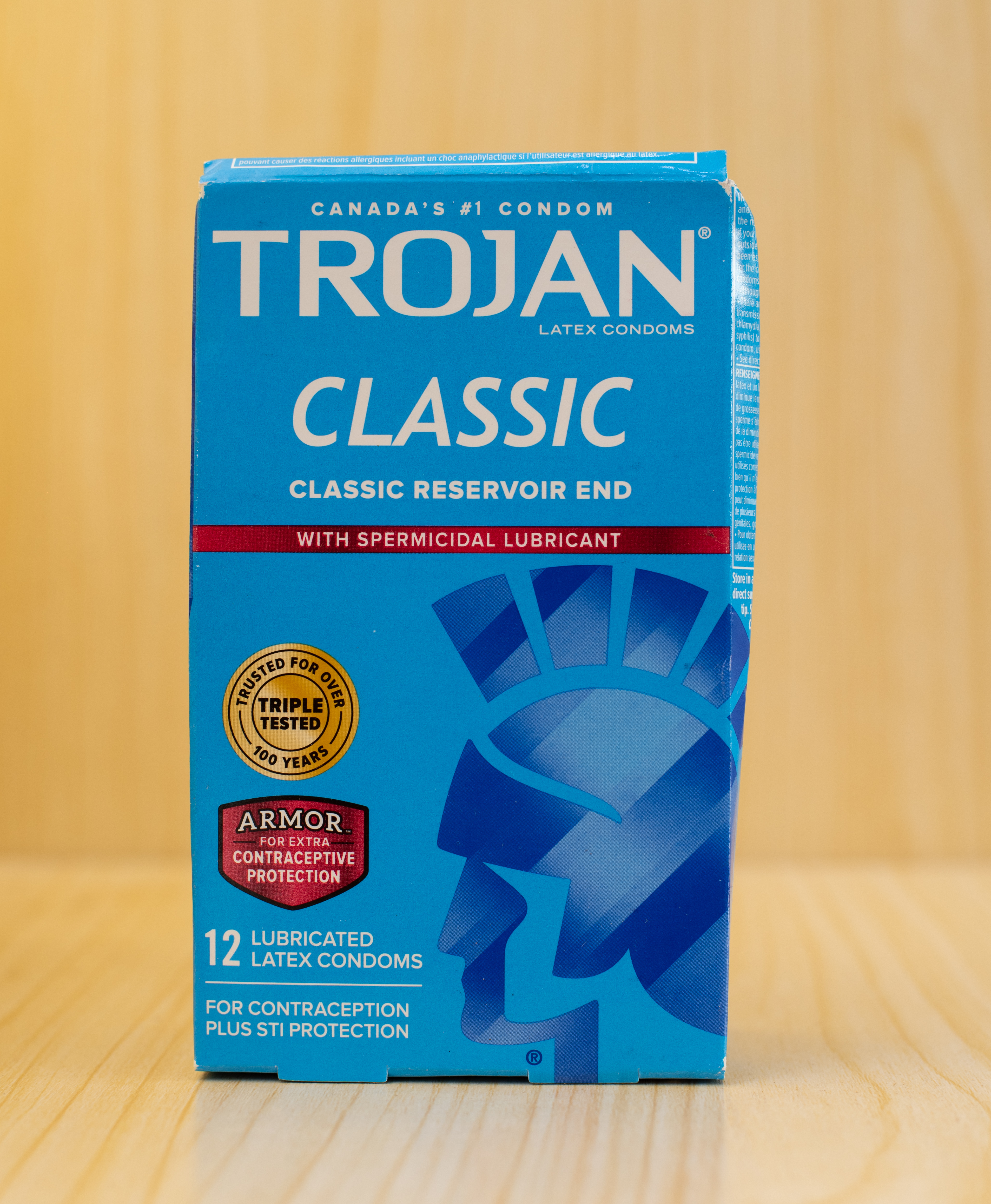 Trojan Spermicidal Lubricated Latex Condoms, Smooth Design, 12 Count, Blue